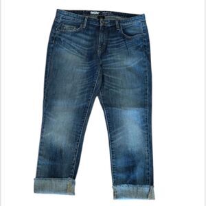 Mossimo Mid Rise Stretch Raw Hem Boyfriend Crop Jeans Size 10